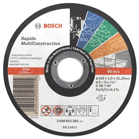 Doorslijpschijf Multi Construction 125 mm, 22,23 mm, 1,0 mm Bosch 2608602385