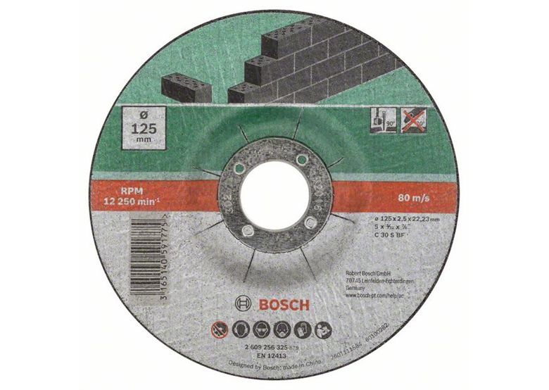 Doorslijpschijf gebogen Stone 125mm, 5st. Bosch 2609256335