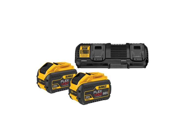 Set 2 accu's 9.0Ah en oplader 4A DeWalt FLEXVOLT DCB132X2