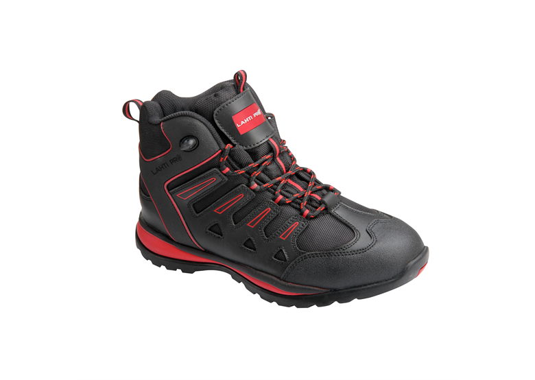 Werkschoenen/hoog, leer/Oxford stof, grijs-rood, sb sra, 39 Lahti Pro L3010739