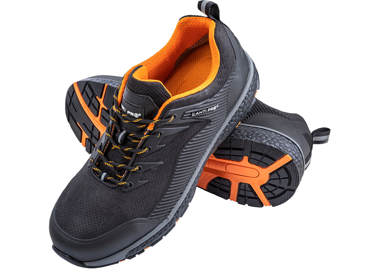 Werkschoenen mesh-stof/rip-stop, zwart - oranje, s1p src, 44, ce Lahti Pro L3042944