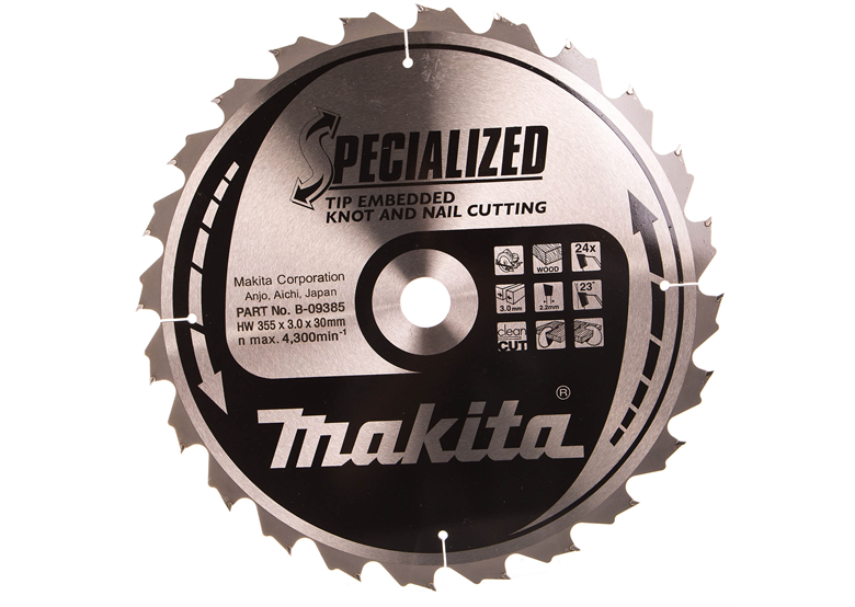 Gespecialiseerd zaagblad voor hanzaagmachines CSCE35524G 355x30mm T24 Makita B-09385