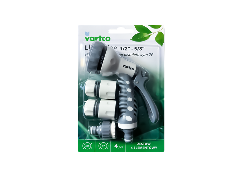 Set met pistoolsproeier 7-functie 1/2” - 5/8” 4st.  Vartco LIGHT Line LL01-021